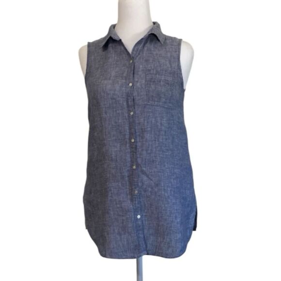 Jones New York Tops - Jones New York 100% Linen Shirt Women's Small Sleeveless Blue